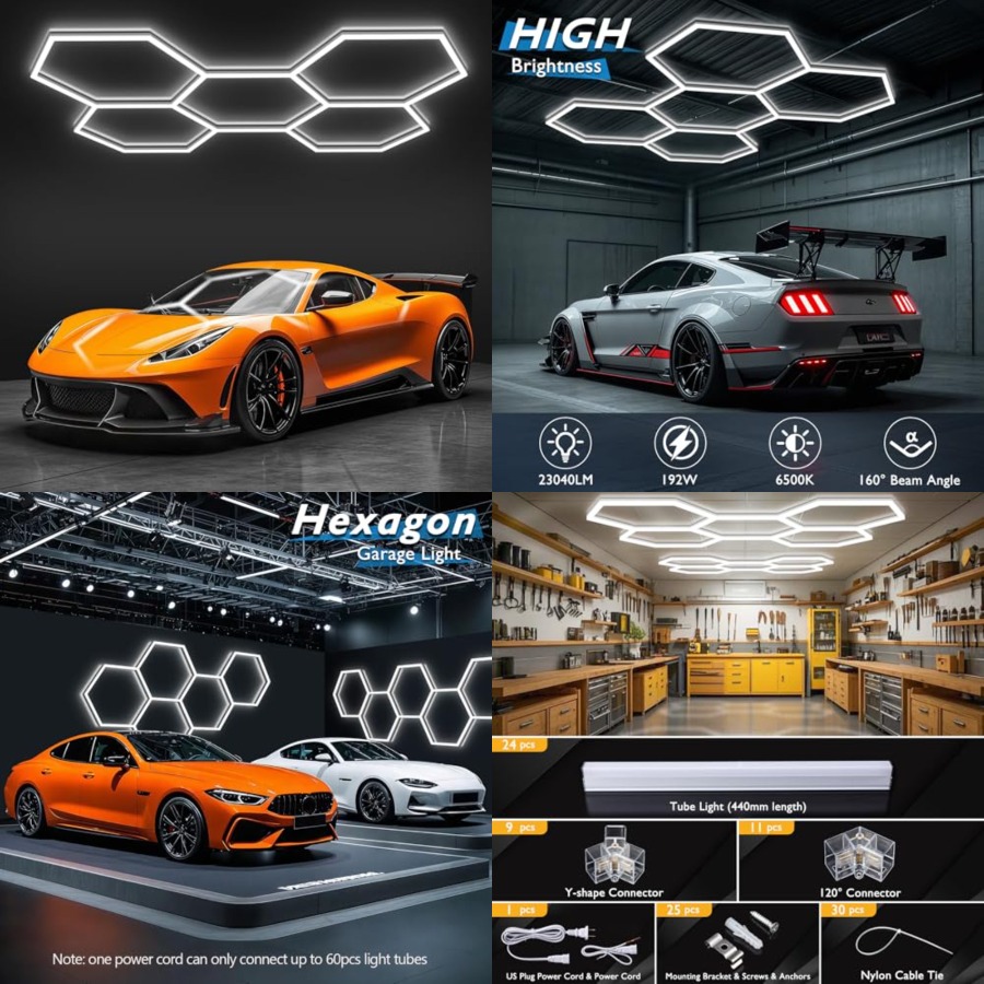 Car Led Light - Luces LED hexagonales para garaje, luces