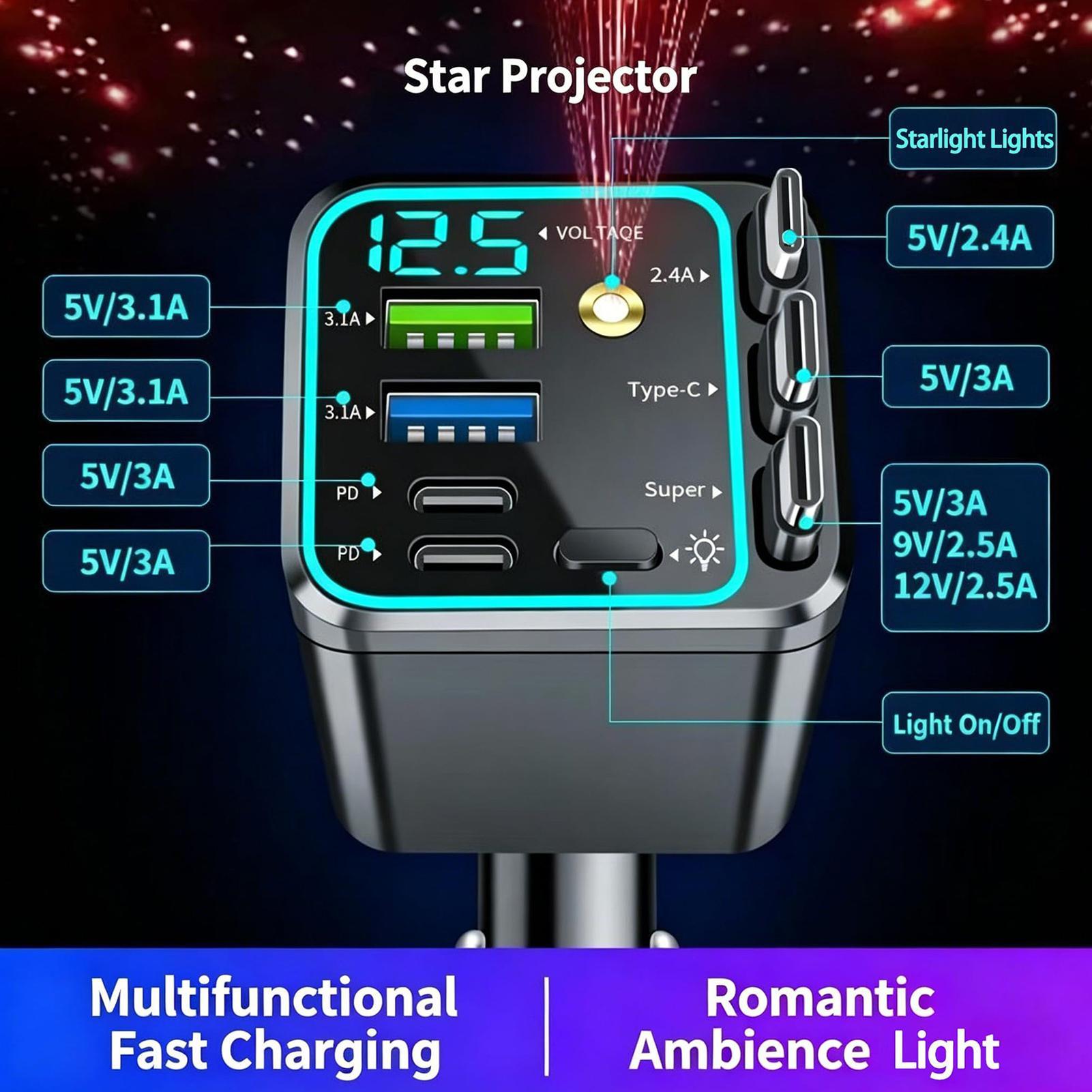 Cargador retráctil para coche, - Car Charger reseña y precio