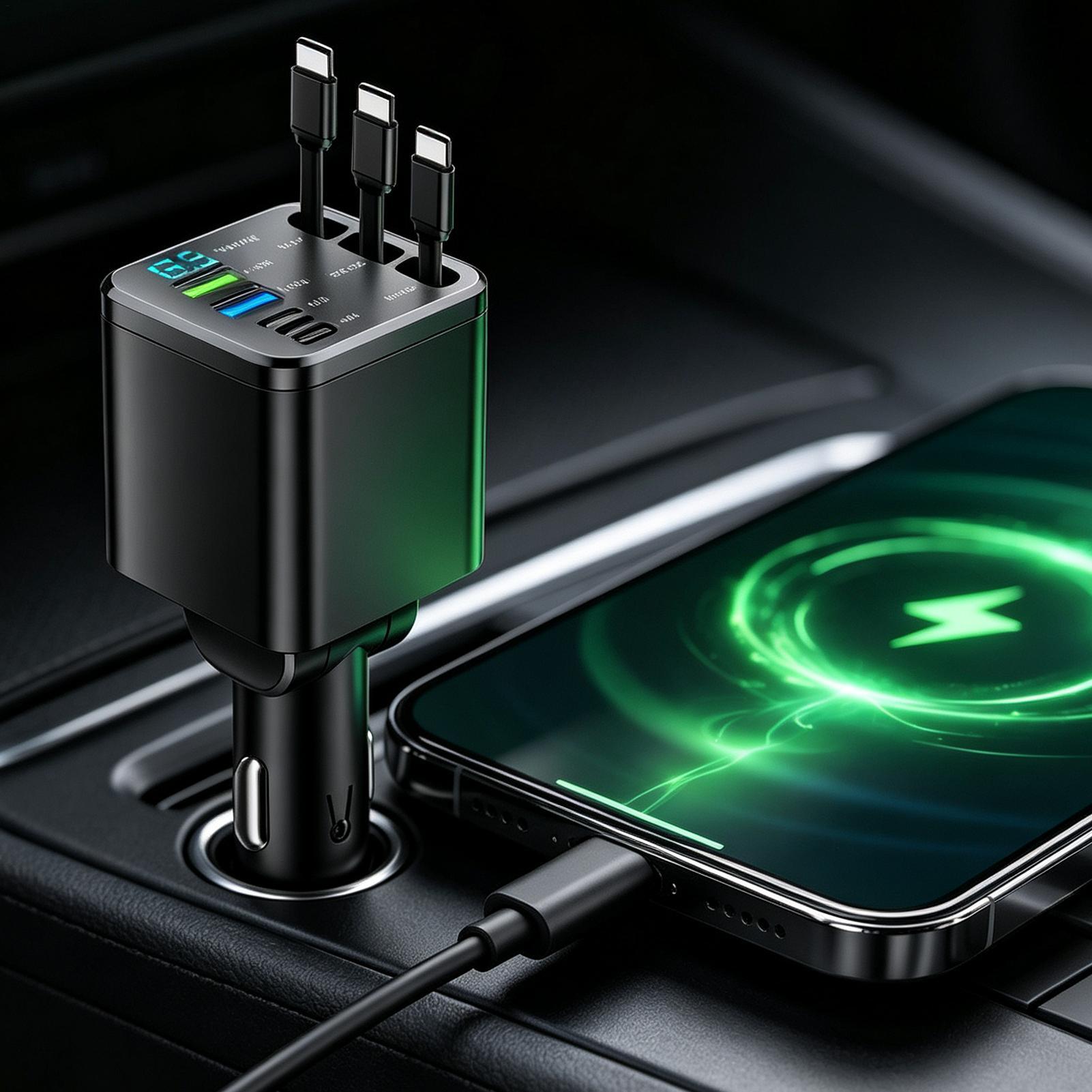 Cargador retráctil para coche, - Car Charger reseña y precio