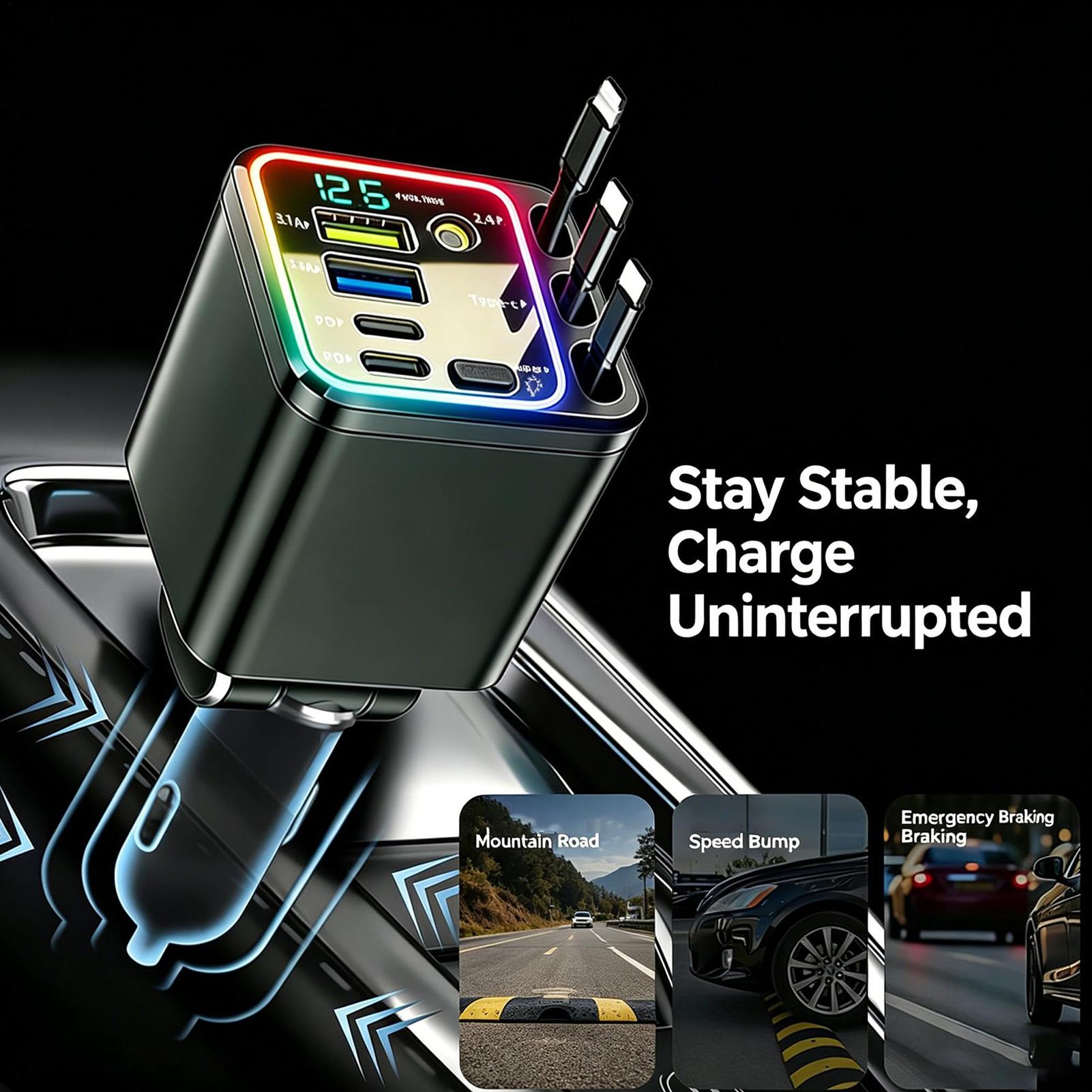 Cargador retráctil para coche, - Car Charger reseña y precio